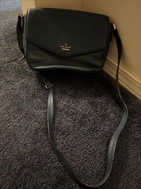kate spade Black Pebbled Leather Crossbody with Gold Logo